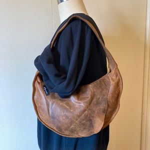 Brown Distressed Leather Hobo Bag Purse
